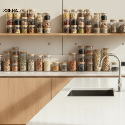 Glazen Voorraadpotjes Set met Bamboe Deksel – 12-delig (235ml)