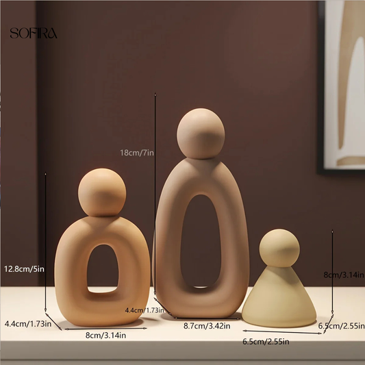 3 stuks Abstracte Familie van Drie Ornamenten – Resin Sculptuur