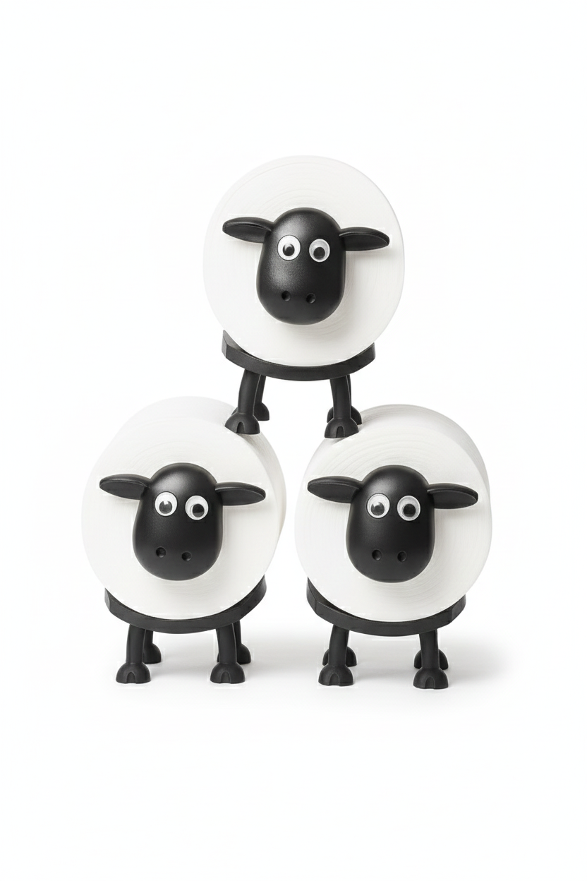 WC-rolhouder schaap zwart – set van 1 of 3