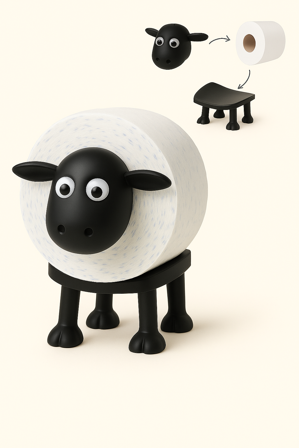 WC-rolhouder schaap zwart – set van 1 of 3
