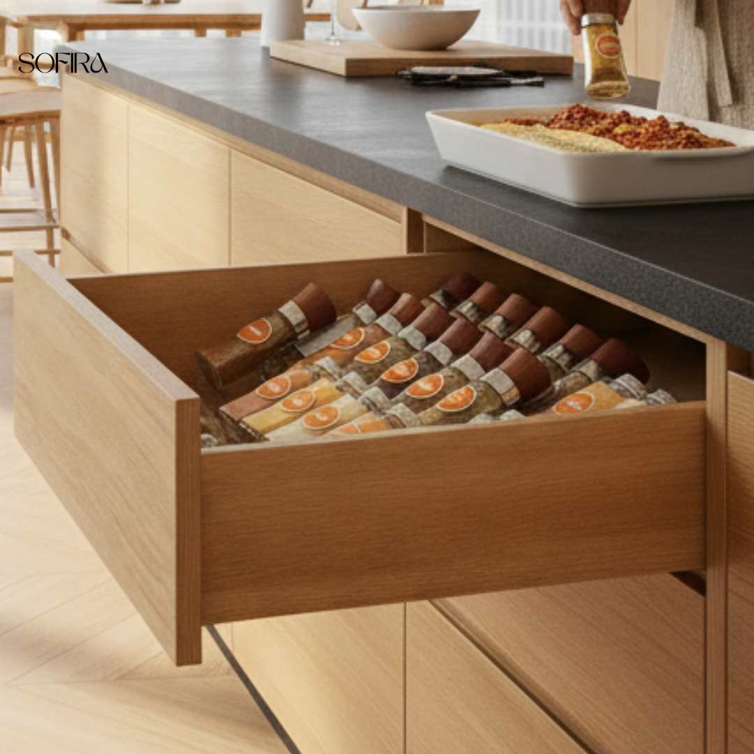 Verstelbare Kruiden Organizer – Transparant Acryl voor Lade en Kast