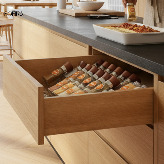 Verstelbare Kruiden Organizer – Transparant Acryl voor Lade en Kast