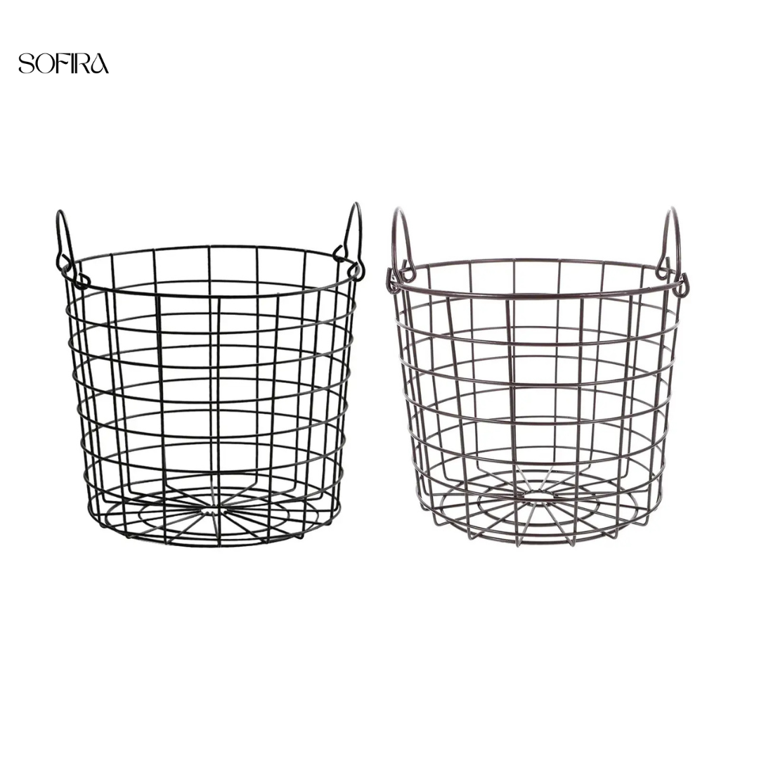 Draadijzeren Opbergmand – Zwart Metaal (26 cm)