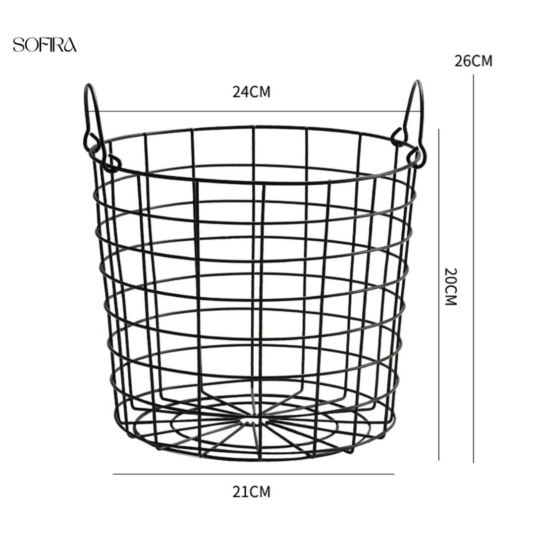 Draadijzeren Opbergmand – Zwart Metaal (26 cm)