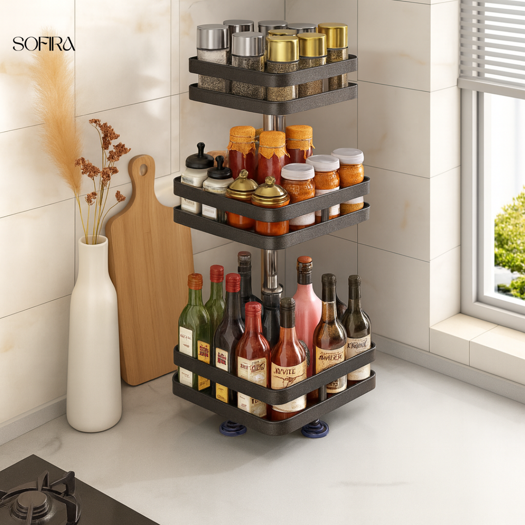 360° Roterend Kruidenrek – Verstelbaar RVS Keukenrek