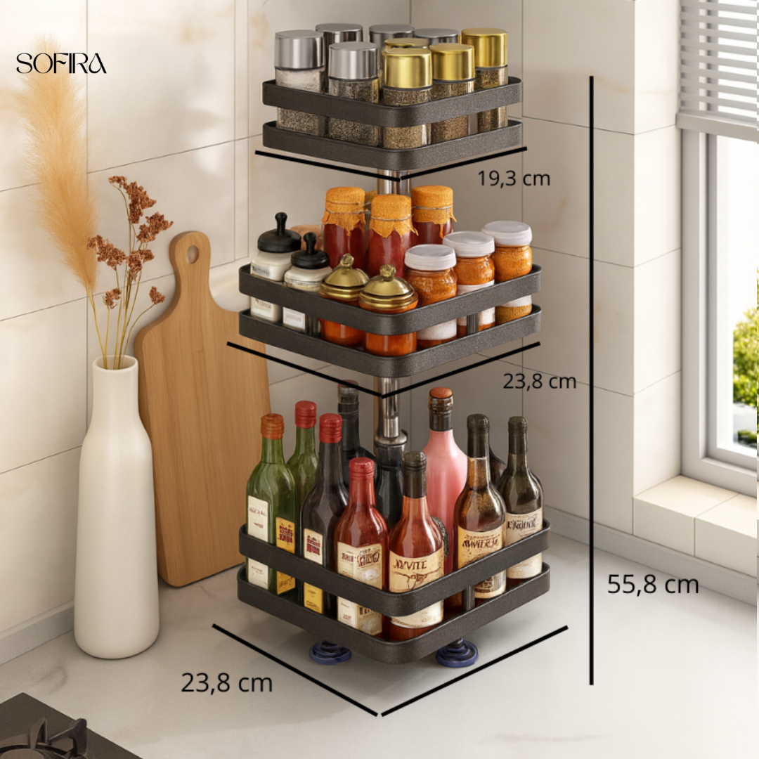 360° Roterend Kruidenrek – Verstelbaar RVS Keukenrek