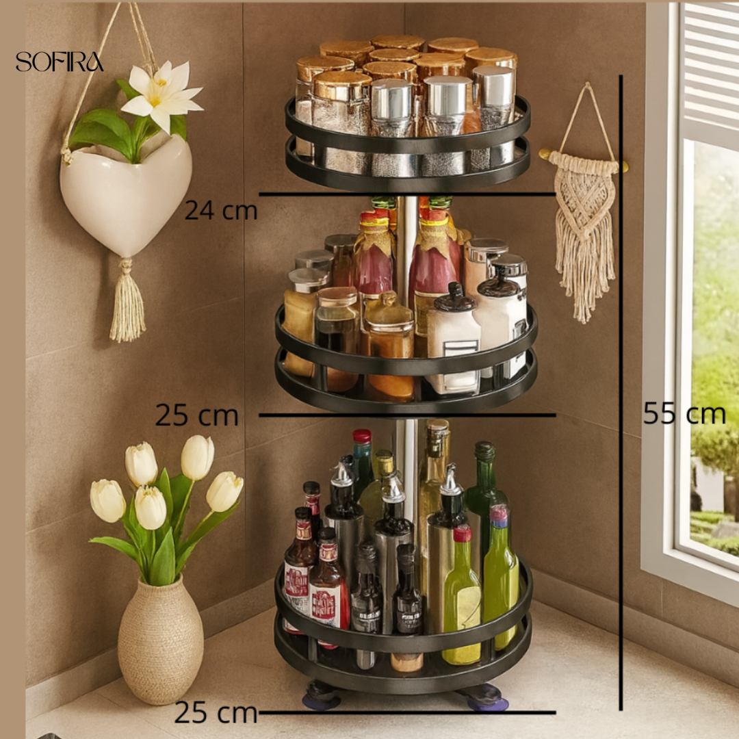 360° Roterend Kruidenrek – Verstelbaar RVS Keukenrek