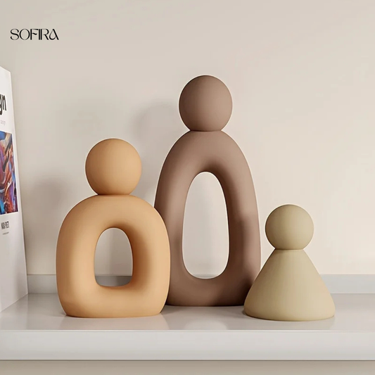 3 stuks Abstracte Familie van Drie Ornamenten – Resin Sculptuur