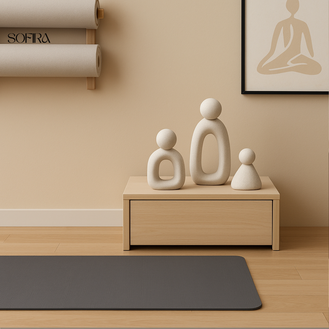 3 stuks Abstracte Familie van Drie Ornamenten – Resin Sculptuur